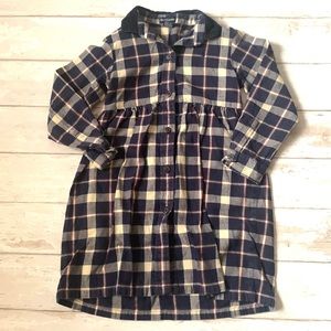 Ralph Lauren 6/6x Girls Navy Blue Flannel Plaid Button Up Dress Kids Size 6 6x